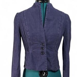 Military style blue corduroy jacket